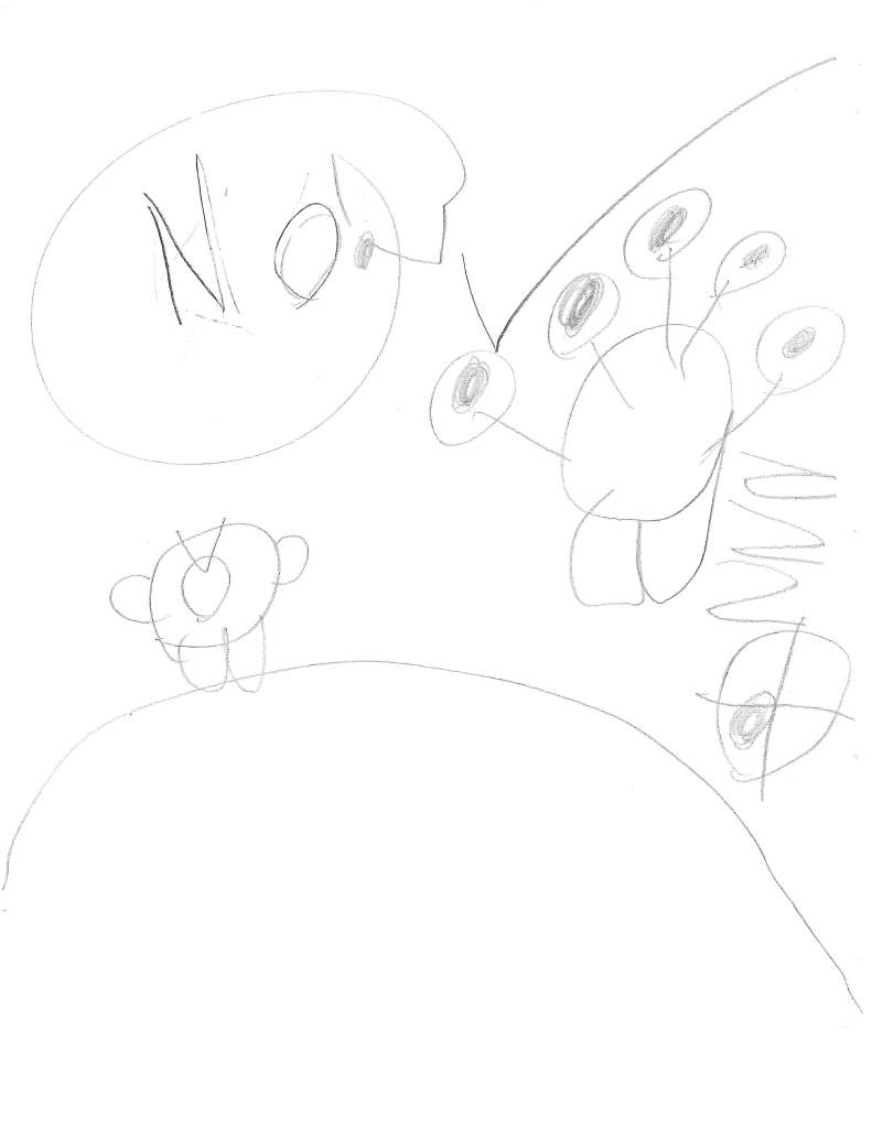 "No!" Mook shouts back at Pook, angry that he's been interrupted.